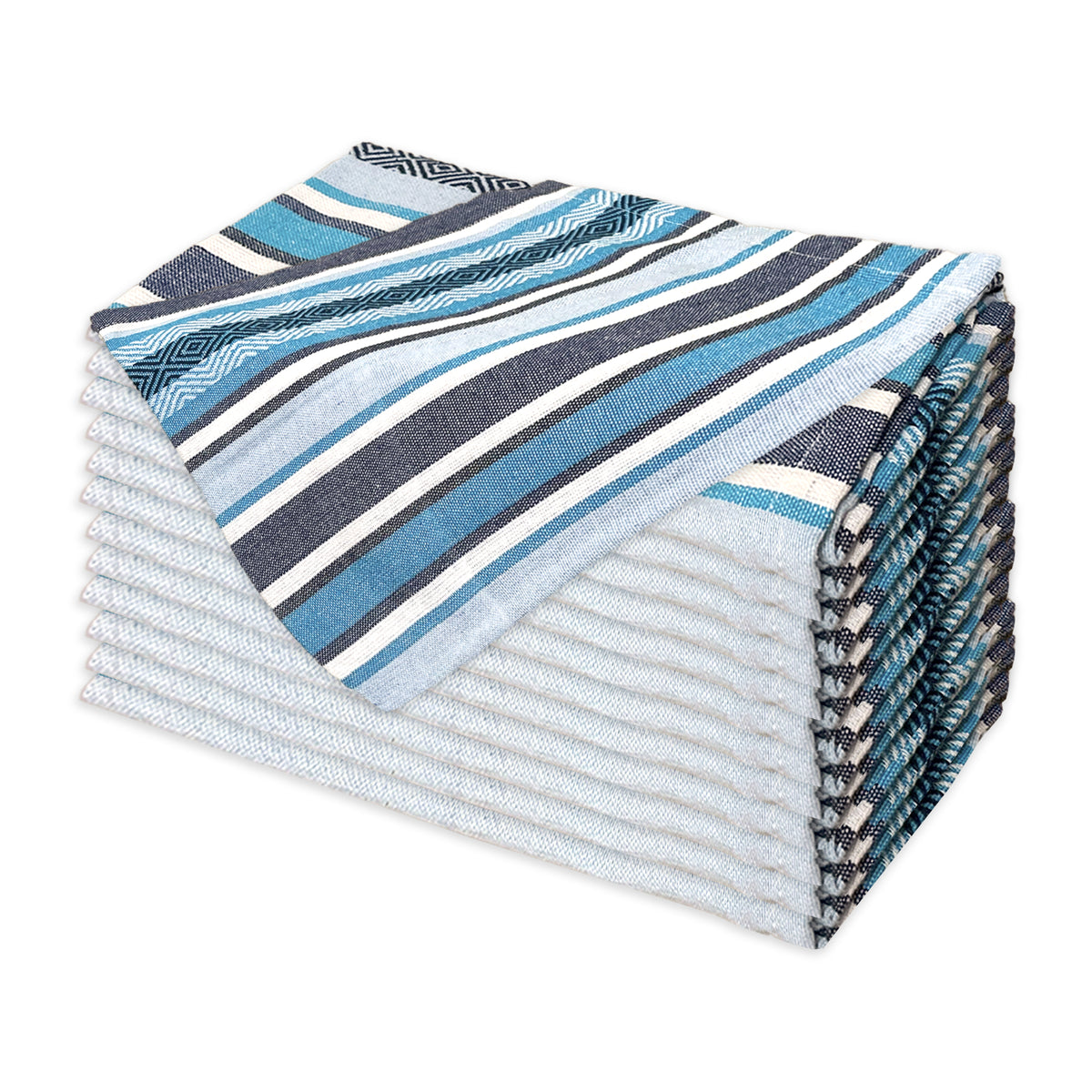 WOVEN SALSA STRIPE NAPKINS SET OF 12, 18''x18'', Blues