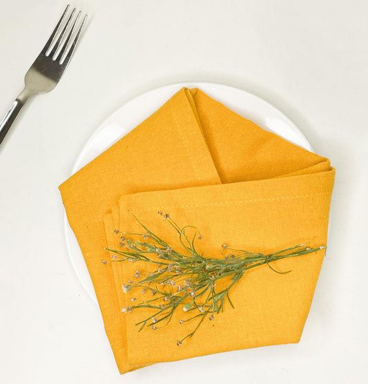 CLASSIC SOLID NAPKIN SET OF 6, Mustard Yellow, 18''x18''.