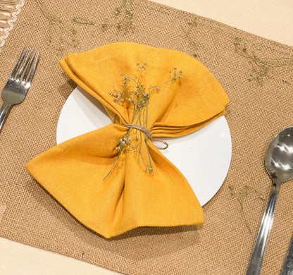 CLASSIC SOLID NAPKIN SET OF 6, Mustard Yellow, 18''x18''.