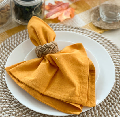 CLASSIC SOLID NAPKIN SET OF 6, Mustard Yellow, 18''x18''.