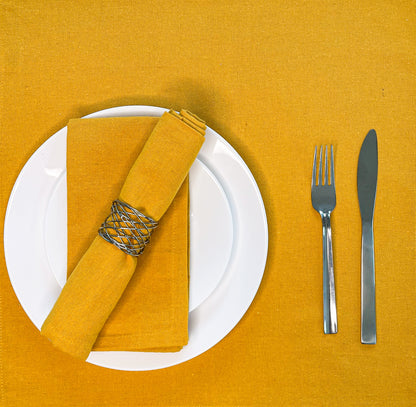 CLASSIC SOLID NAPKIN SET OF 6, Mustard Yellow, 18''x18''.
