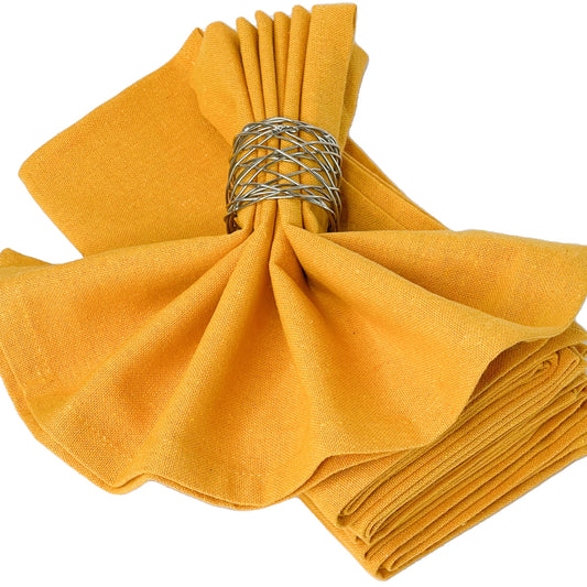 CLASSIC SOLID NAPKIN SET OF 6, Mustard Yellow, 18''x18''.