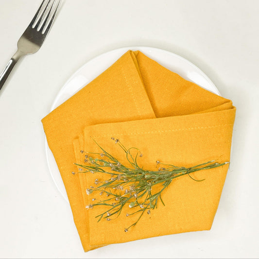 CLASSIC SOLID NAPKIN SET OF 12, 18''x18'', Mustard Yellow