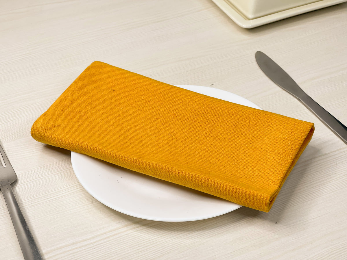 CLASSIC SOLID NAPKIN SET OF 12, 18''x18'', Mustard Yellow