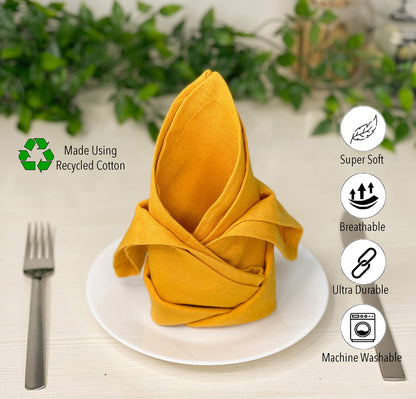 CLASSIC SOLID NAPKIN SET OF 12, 18''x18'', Mustard Yellow