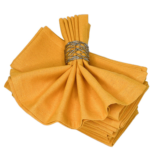 CLASSIC SOLID NAPKIN SET OF 12, 18''x18'', Mustard Yellow