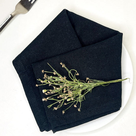 CLASSIC SOLID NAPKIN SET OF 12, 18''x18'', Black