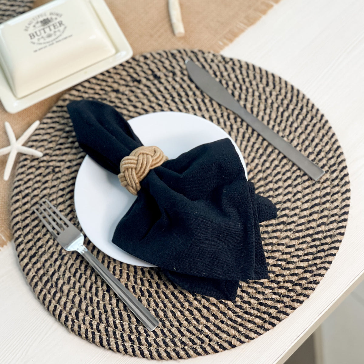 CLASSIC SOLID NAPKIN SET OF 12, 18''x18'', Black