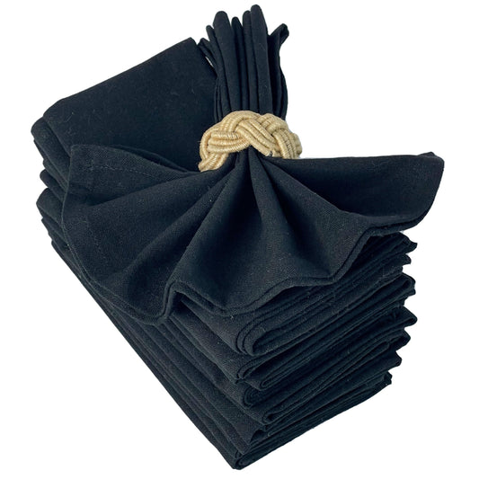 CLASSIC SOLID NAPKIN SET OF 12, 18''x18'', Black