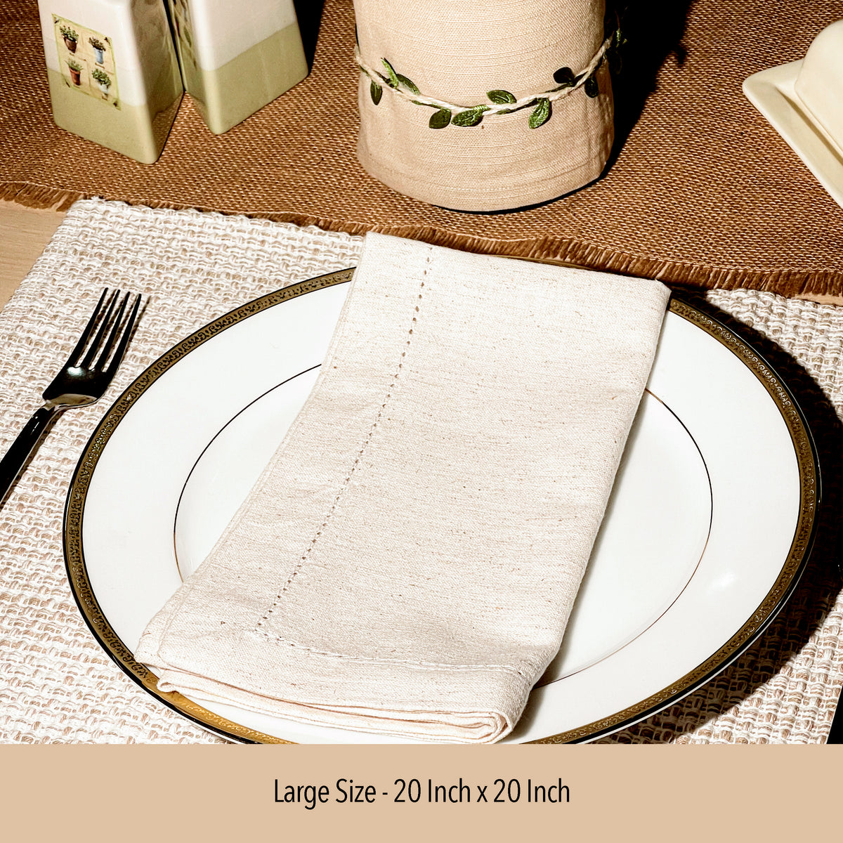 LUXOR NAPKINS SET OF 12, 18''x18'', CREAM