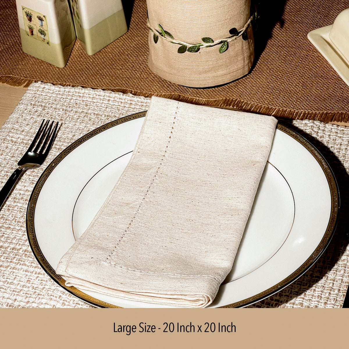 LUXOR NAPKINS SET OF 4, 18''x18'', CREAM