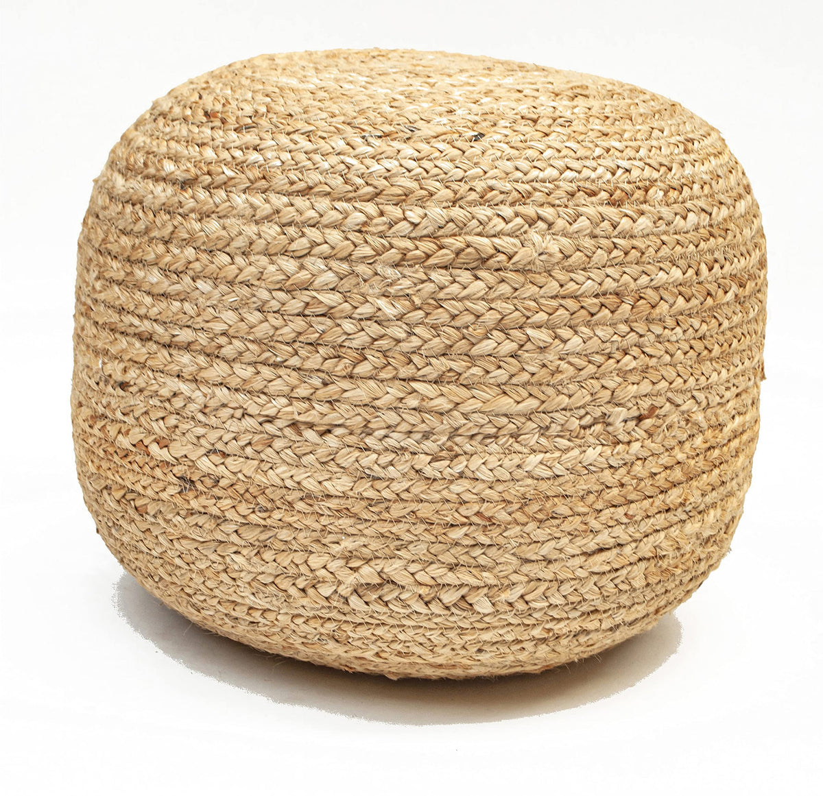 Natura Braided Natural Jute Pouf - Golden Brown, 18"x18"x14"