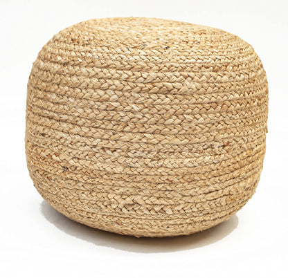 Natura Braided Natural Jute Pouf - Golden Brown, 18"x18"x14"