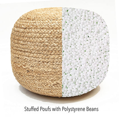 Natura Braided Natural Jute Pouf - Golden Brown, 18"x18"x14"