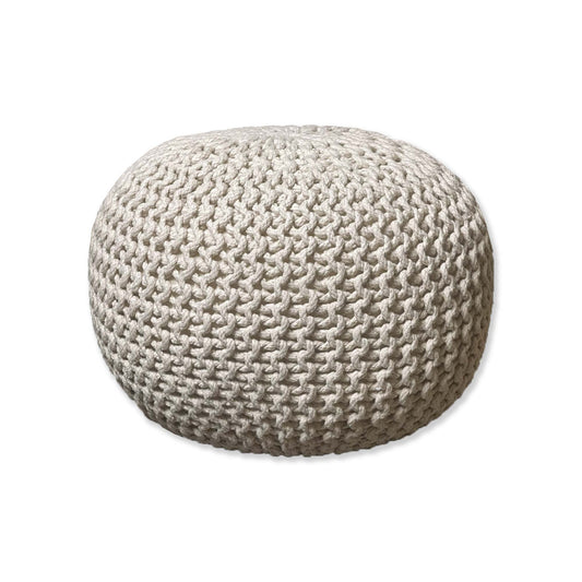 Crochet Cotton Dori Pouf - Ivory, 18"x18"x14"