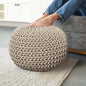 Crochet Cotton Dori Pouf - Ivory-Beige, 18"x18"x14"