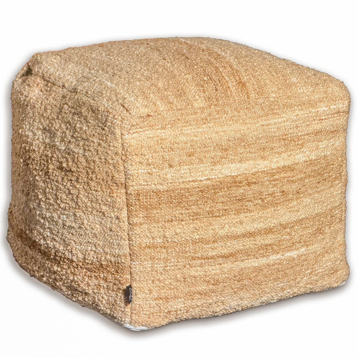Polyester pouf cover, Beige, 16.5"x 16.5"x12.9"