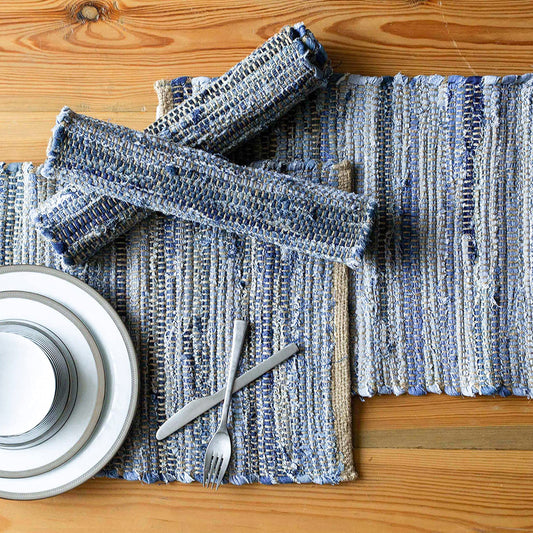 Denim Jute Placemat Set Of 4 - Denim Jute, 14''x19''