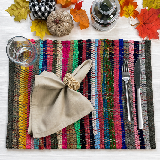 Rainbow Multi Chindi Placemat Set Of 4 - Multi, 13''x19''