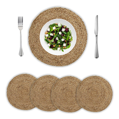 Jute Round Placemat Set Of 4 - Natural Jute, 15'' Rnd.