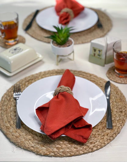 Jute Round Placemat Set Of 4 - Natural Jute, 15'' Rnd.
