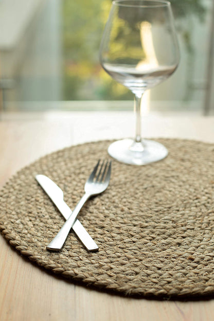 Jute Round Placemat Set Of 4 - Natural Jute, 15'' Rnd.