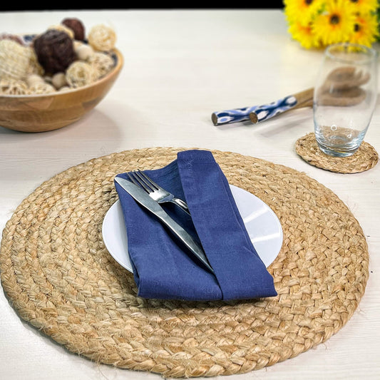 Jute Round Placemat Set Of 4 - Natural Jute, 15'' Rnd.