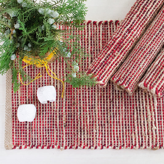 Ombre Placemats Set Of 4 - Natural/Red, 13''x19''