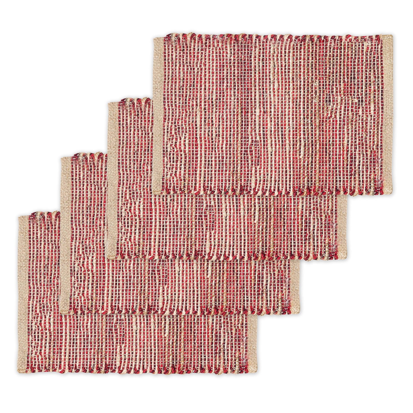 Ombre Placemats Set Of 4 - Natural/Red, 13''x19''