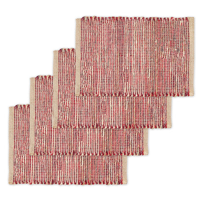 Ombre Placemats Set Of 4 - Natural/Red, 13''x19''