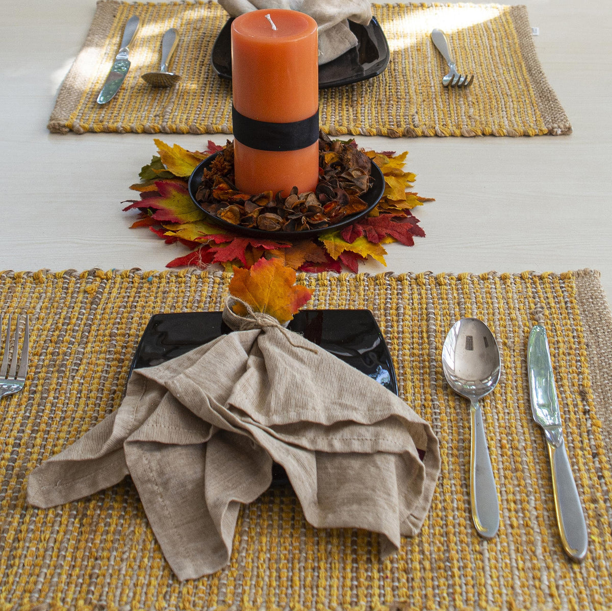 Ombre Placemats Set Of 4 - Natural/Sunflower Gold, 13''x19''