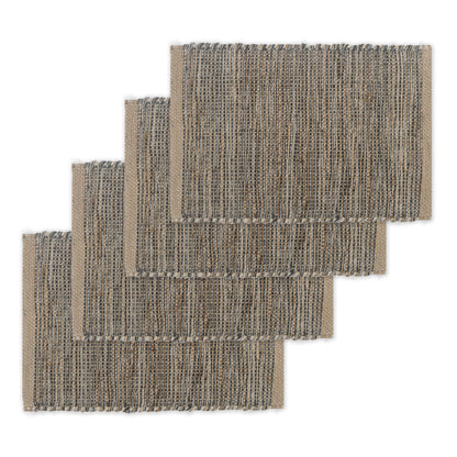 Ombre Placemats Set Of 4 - Natural/Gray Charcoal, 13''x19''