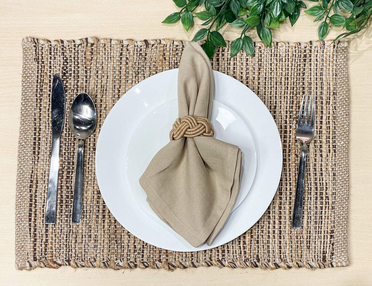 Ombre Placemats Set Of 4, Jute & Brown, 13x19 Inch