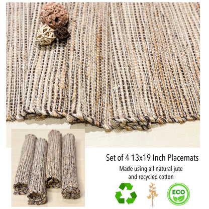 Ombre Placemats Set Of 4, Jute & Brown, 13x19 Inch