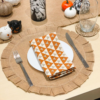 Burlap Ruffle Round Placemats Set Of 4 - Natural Jute, 15'' Rnd