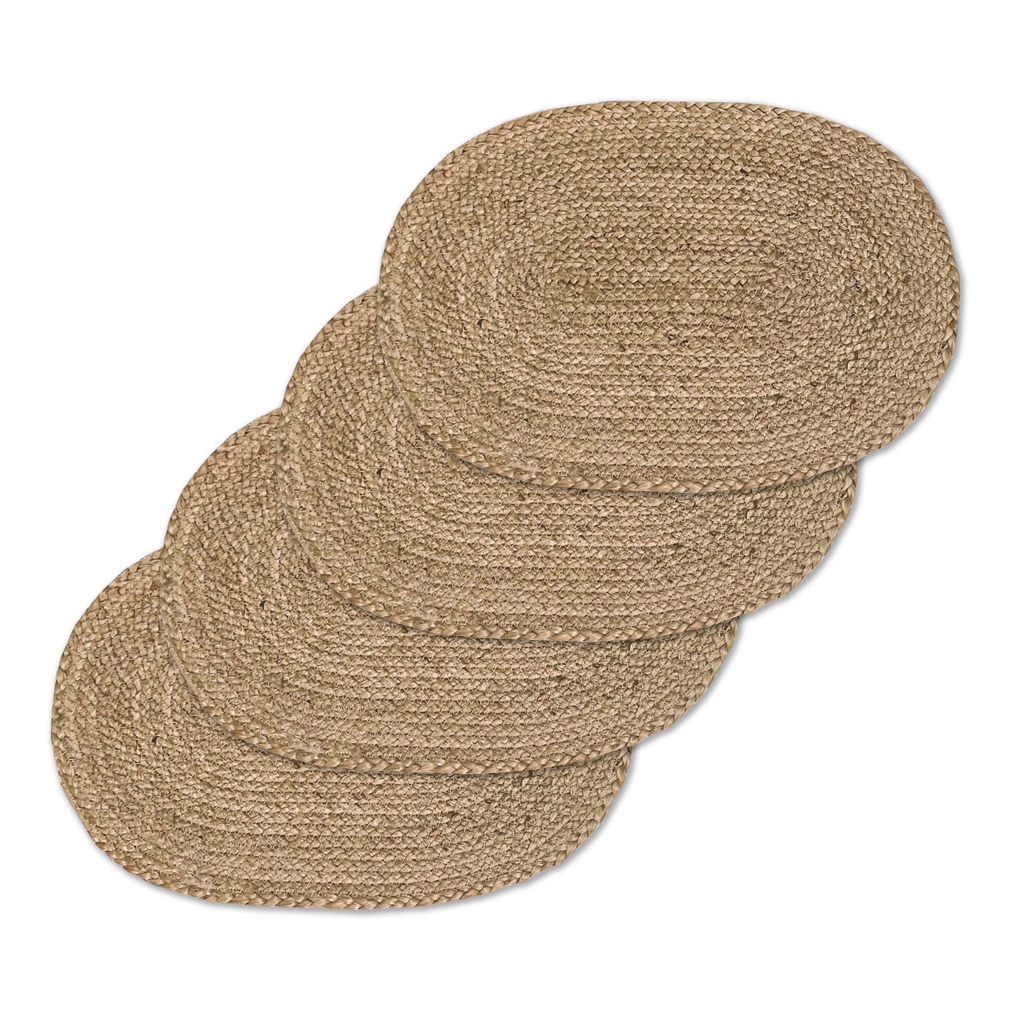 Jute Oval Placemats Set Of 4 - Natural Jute, 13''x19''