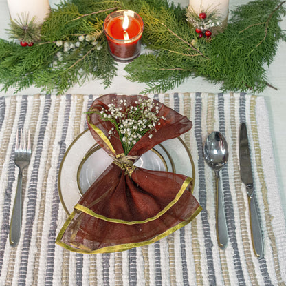 Coastal Placemats Set Of 4 - Beige/Gray/White, 13''x19''
