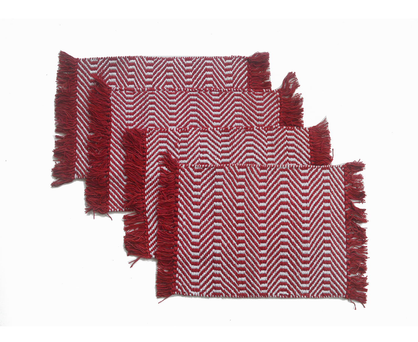 Waves Holiday Placemats Set Of 4 - Red/White, 13''x19''