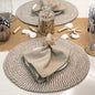 JUTE/COTTON ROUND PLACEMATS SET OF 4, NAT-WHITE, 13''x13''