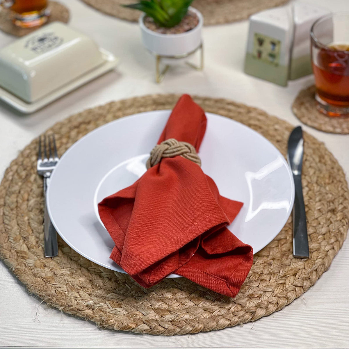 Jute Round Placemat Set Of 4 - Natural Jute, 14'' Rnd.