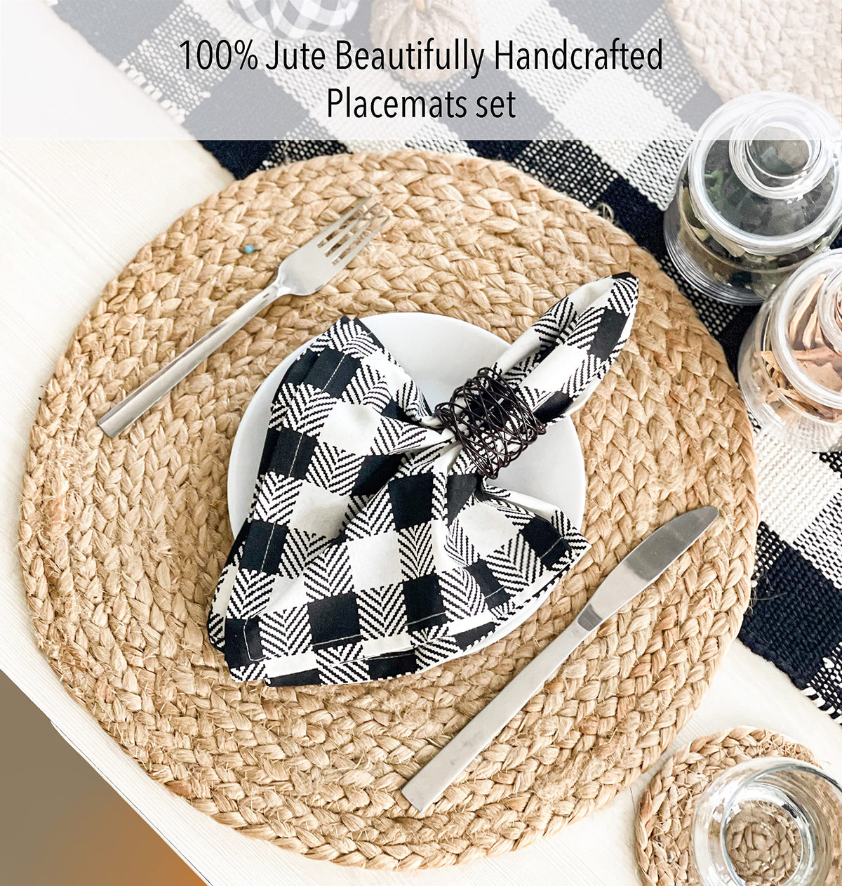 Jute Round Placemat Set Of 4 - Natural Jute, 14'' Rnd.