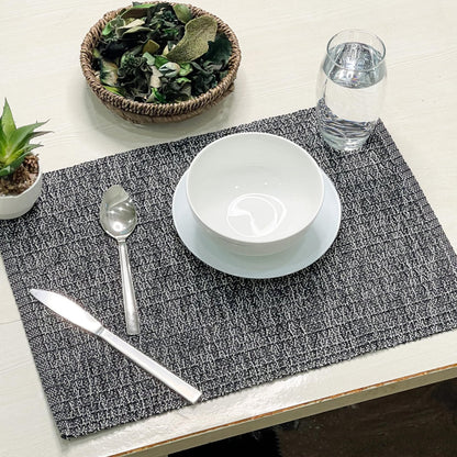 HONEYCOMB PLACEMATS SET OF 6, Black-Grey, 13''x19''.