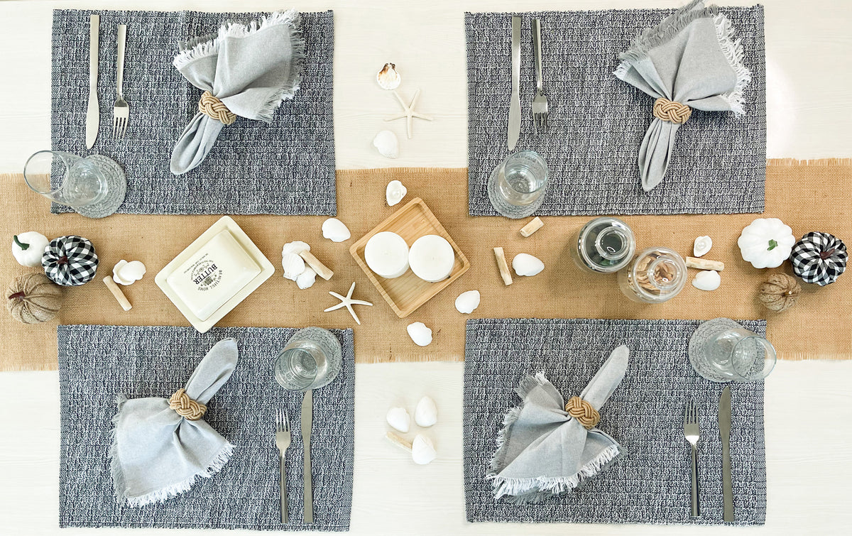 HONEYCOMB PLACEMATS SET OF 6, Greys, 13''x19''.