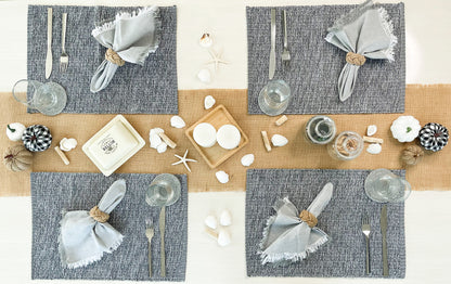HONEYCOMB PLACEMATS SET OF 6, Greys, 13''x19''.