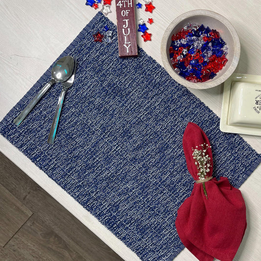 HONEYCOMB PLACEMATS SET OF 6, Blues, 13''x19''.