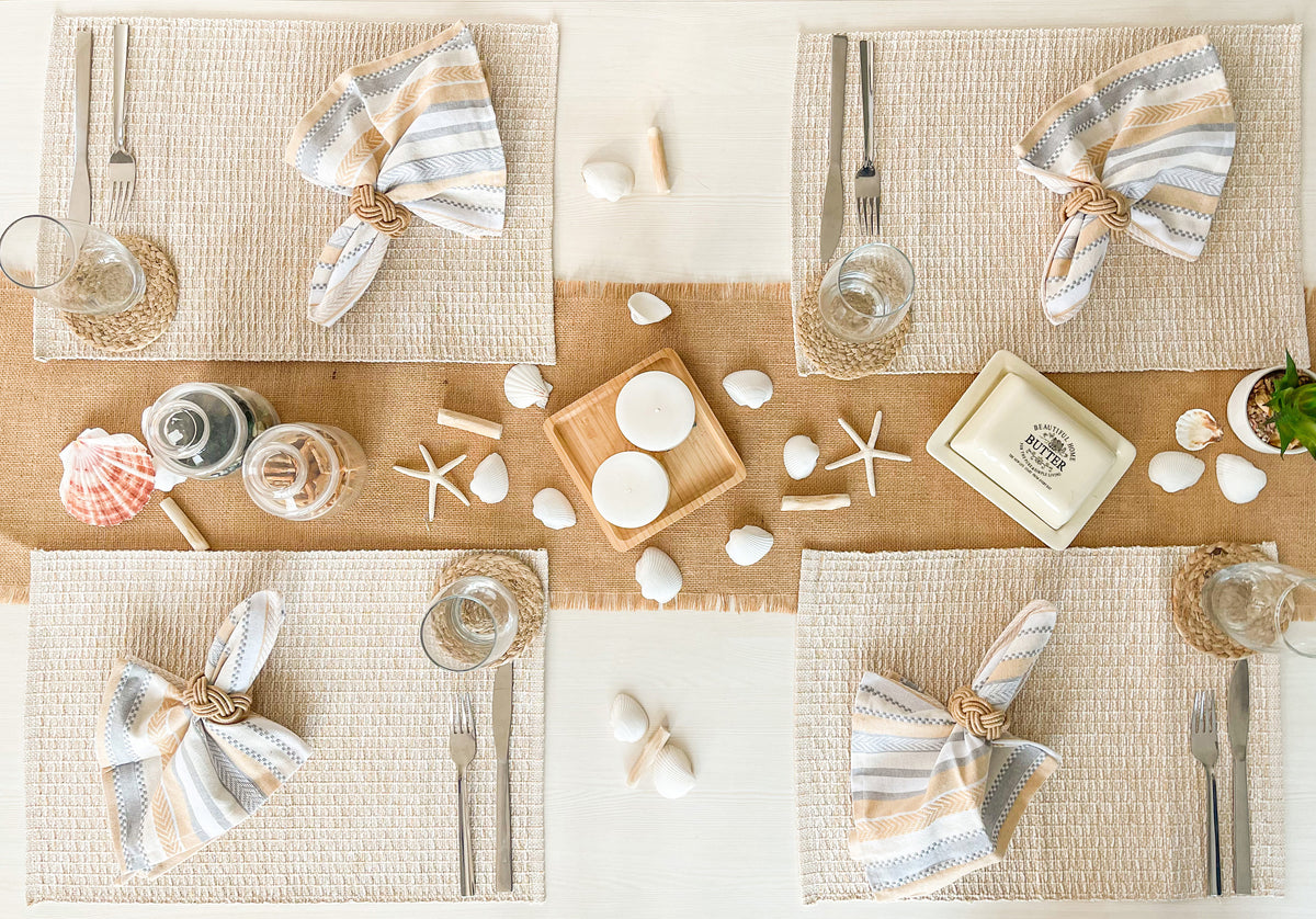 HONEYCOMB PLACEMATS SET OF 6, Beige, 13''x19''.