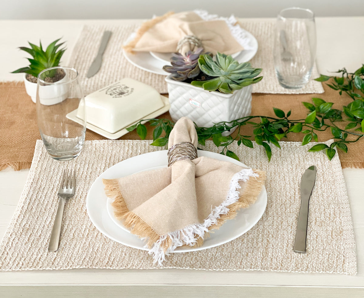 HONEYCOMB PLACEMATS SET OF 6, Beige, 13''x19''.