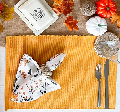 CLASSIC RIBBED PLACEMATS SET OF 6, 13''x19'', Mustard Yellow