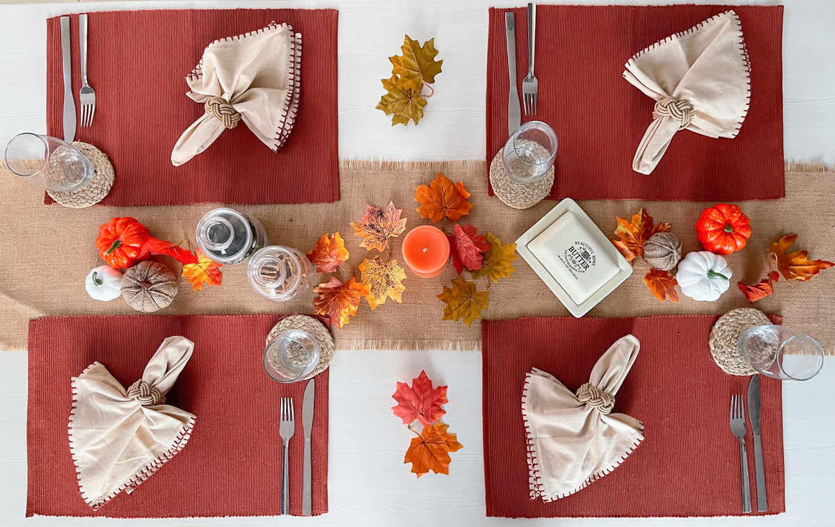 CLASSIC RIBBED PLACEMATS SET OF 6, 13''x19'', Rust