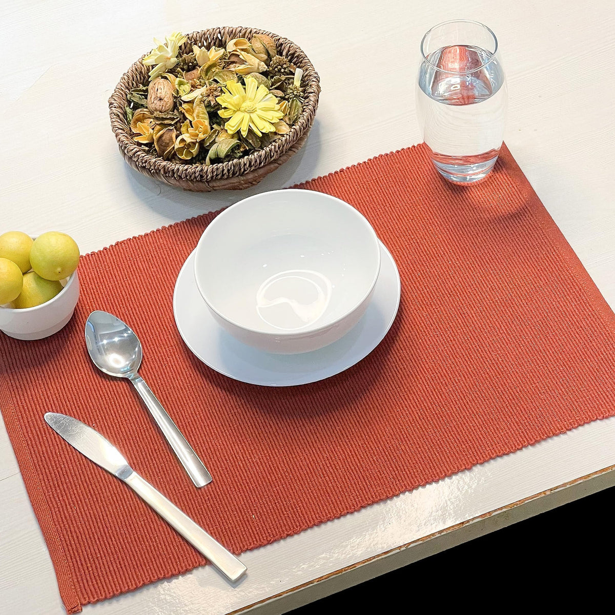 CLASSIC RIBBED PLACEMATS SET OF 6, 13''x19'', Rust